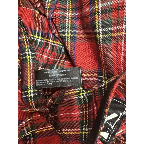 Dolls Kill x Hello Kitty Red Plaid Pleat Punk Mini Skirt L Chains Patches Kawaii - Picture 8 of 8